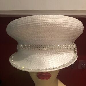 Mr. Song Millinery Elegant White Rhinestone Hat